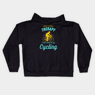 Cycling Therapy Cyclist Funny Bicycle Biker Kids Hoodie